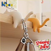 Cute Cat Desk Hook Mini Adhesive Wall Hook No Drill Strong Multi Purpose Organizer for Office Home Kitchen Towel Key Storage
