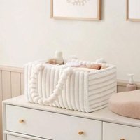 Flannel Diaper Caddy Organizer, Cozy Nursery Storage Basket, Gift for Baby Shower, Newborn Essentials, Cream Beige