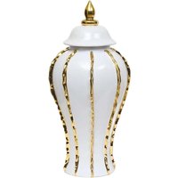 Ceramic Ginger Jar Ceramic Flower Vase Chinese with Lid Table Centerpiece Handmade Flower Vase Storage Jar for Desktop Shelf