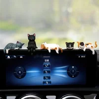 5PCS Cute Mini Cartoon Cat Ornament Creative Micro Landscape Model Car Screen Edge Decoration Auto Interior Accessories Gift