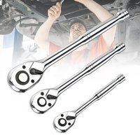 3pcs/set 1/4" 3/8" 1/2" Drive Ratchet Socket Wrench Kit, 3 Counts 72-Tooth Quick-Release Reversible Ratchet Set