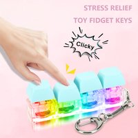 LED Keyboard Caps Toy Press Stress Relief DIY Fidget Button Key Caps Fidget Keychain Keyboard Keychain Toys Finger Keyboard Toy