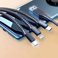 3 In 1 USB Fast Charging Cable Micro USB Type C Charging Cables For Iphone 14 13 12 Huawei Xiaomi Charger Cord