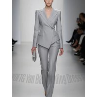 Formal Business Women's Suit 2-Piece Asymmetric Single Button Peak Lapel Jacket Pants Outfit Fashion Show Prom Luxury Chic Set