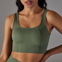 Seamless Yoga Bra Fitness Sports Bra Gym Running Shockproof Bra With Pad Workout Women Athleisure Sleeveless Crop Top Vest