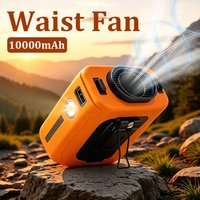 Portable Waist Fan Clip On, 10000mAh Rechargeable Wearable Shirt Fan, Powerful Belt Fans for Jobsite Travel Camping Essentials