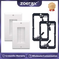 ZoeRax Brush Wall Plate with Bracket, Cable Pass Through Insert with Single Gang Decorator Cover for Low Voltage Cables