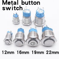 12mm 16mm 19mm 22mm Metal Button Switch High Head Open Close Start Button 6V 12V 24V 110V 220V Waterproof Power Control On Off