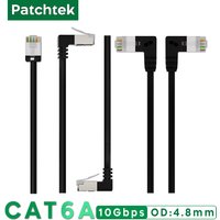 Patchtek Cat6A 90 Angle F/UTP Ethernet Cable Right/Left/Up/Down Slim Short Cable RJ45 internet for Patch Panel to Switch PS5