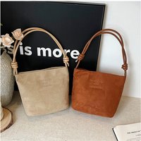 Suede Bucket Bag for Women Ladies Shoulder Purse with Adjustable Strap Handbag Multicolor Large Capacity