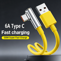 120W 6A Type C Super Fast Charging Data Cables 90 Degree Elbow Quick Charge Cable Accessories For Xiaomi 14 Ultra Poco Redmi