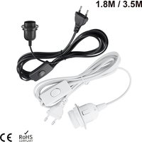 1.8m 3.5m 6m Power Cord Cables E26 E27 Half Teeth Lamp Base Holder With Switch Wire EU Plug For Pendant Led Bulbs Fixture