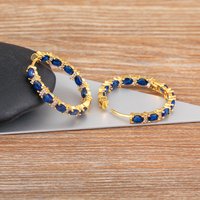Nidin Neue Klassische Große Kreis Creolen Frauen Vergoldet Böhmen Vintage Shiny Zirkon Ohr Schmuck Engagement Zubehör