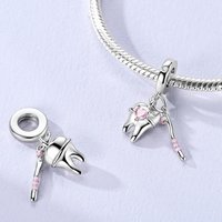 925 Sterling Silver Pay Attention To Teeth Charms Pendant Fit 3mm Original Bracelet DIY Women Exquisite Daily Life Jewelry Gifts