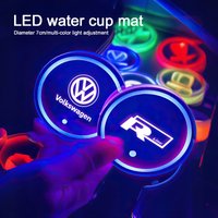 Cup Holders LED Car Water Cup Pad Rechargeable Auto Atmosphere Lamp For Volkswagen VW GTI Polo Golf Passat Tiguan Arteon Touareg
