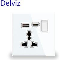 Delviz Universal-USB-Buchse, 2a Dual-USB-Ladeans chluss, Schalters teuerung, Kristallglas scheibe, Steckdose Typ C Steckdose