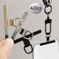 4/2PCS Ultra-thin Stainless Mobile Phone Lanyard XYun Gasket Upgrade Ears Bent Detachable Anti-lost Tether Safety Connect Card