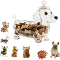 Dog Food Container Airtight Glass Storage Canister Animal Shape Snack Canister Cookie Dispenser Kitchen Home Travel Outdoor