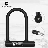 WEST BIKING Bicycle U Lock Durable Zinc Alloy MTB Road Bike Padlock Anti-theft Safety Lock Motorcycle E-Bike Cycling Accessories