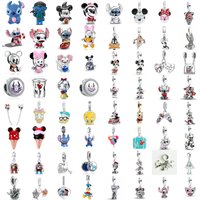 New 925 Silver Cute Christmas Dog, Princess, Mermaid, Mouse Anime Pendant, European Bracelet DIY Charm Jewelry
