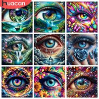 HUACAN Mosaïque Diamant Paysage Naturel Kits Complets Portrait Femme Fleur Peinture Diamant Cascade Mer Décoration Maison