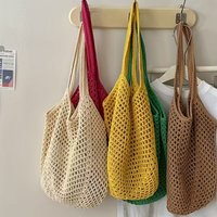 Women's Casual Large-Capacity Woven Bag - Open-Style Beach Tote Bag with Adjustable Shoulder Strap, Breathable Fabric Suitable for Vacation, Shopping, and Daily Use, Beach Bag