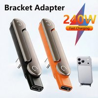2 in 1 Type C Phone Charging Bracket Adapter 240W Fast Charge OTG Type-C Male to USB-C Female Converter For iphone17 16 Samsung