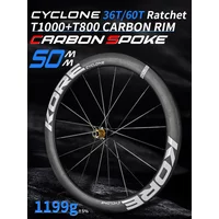 AliExpress NONE KORE Carbon Spoke Wheelset-50mm-T1000 Carbon Rims 36T/60T Ratchet Hub XDR/HG 700C Design for Ultra-Light Road Racing Performance
