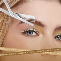 Professional Stainless Steel Eyebrow Scissors with Comb, Hypoallergenic Ergonomic Design for Both Hands, Precise Shaping