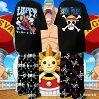 2026 New Anime One Piece Summer Tshirts With Pajamas Pants Oversized Suits For Adult/kids Men Women Clothes Homewear Sets