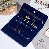 New Midnight Blue Portable Travel Velvet Jewelry Storage Roll Bag Organizer Case Pouch for Necklaces Rings Bracelets