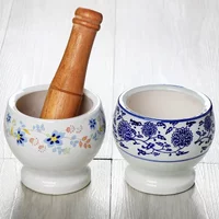 New Kitchen Manual Grinder Set Mortar And Pestle Wooden Handle Garlic Grinding Stick Mash Tool Random Color Cooking Accessory