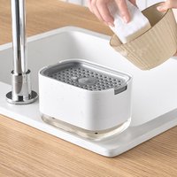 Press-type soap dispenser, kitchen dishwashing sponge holder, and soap box integrated