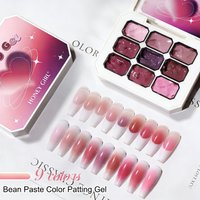 9-color painting gel nail polish, bean paste pink painting gel, high saturation popular nail salon semi-solid nail polish