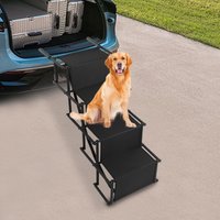 Car Dog Stair, 4-step Folding Pet Ladder Ramp with Wide Steps, Car Dog Steps for Car, SUV and Truck - 80kg/176.37 lbs Capacity