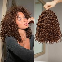 Curly Crochet Hair PreSeparated Burmese Chocolate Brown Feather Crochet Human Hair Extensions Seamless Invisible for Braid