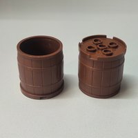 5PCS MOC domestic building block spare parts 30139 4x4x3.5 large round wooden barrel, brown wine barrel