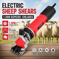 1,2 kW 6-Gang Elektrische Schafschermaschine mit 12 Klingen für Ziegen, Pferde und Schafe – Schermaschine, Trimmer, Schere, Fellpflegemaschine