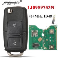 Jingyuqin 1J0959753N Remote Car Key 433Mhz ID48 For VOLKSWAGEN VW Beetle Bora Golf SEAT Toledo SKODA Octavia 2BTN Auto Flip Fob