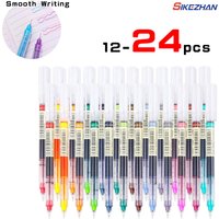 12-24PCS Color Quick-drying Straight Liquid Full Needle Pen, Simple Large Capacity Neutral Pen, Suitable for Drawing,Note-taking