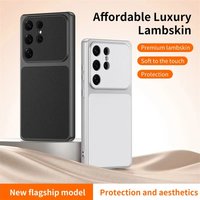 Large Window Camera Leather Case For Samsung Galaxy S26 S25 Edge S24 S23 S22 S21 FE Plus Note 20 Ultra Hard PC Back Cover