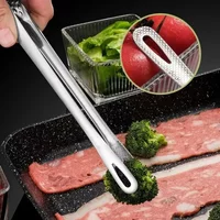 Stainless Steel BBQ Grill Tongs Heat Resistant Cooking Kitchen Utensil for Grilling Serving Meat Seafood Vegetables Outdoor Tool