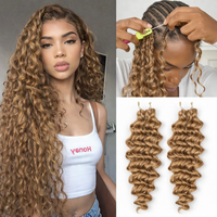 15A Honey Brown Deep Wave Crochet Human Hair Extensions Pre Separated Brazilian Virgin Feather Miracle Knots Crochet Braids Hair