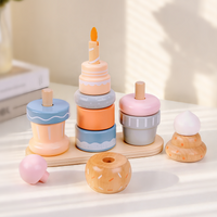 Wooden Sweet Cake Stacking Toy for Toddlers, Montessori Color Sorting & Ring Stacker Educational Learning