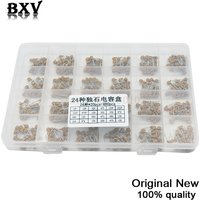 24Values*20PCS =480PCS Monolithic Ceramic Capacitor 10pF~10uF Ceramic Capacitor Assorted Kit + BOX