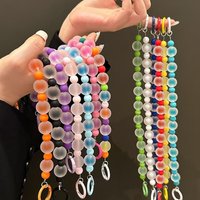 1Pc Rainbow Frosted Beaded Keychain, Multiple Colors Available, Lightweight Decorative Hanging Chain for Handbags