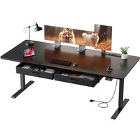 120/140/160/180/200cm Electric Height Adjustable Desk, Heavy-Duty Large Sit-Stand Table, Gaming Desk with Power Outlet & Drawer