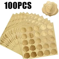 25/100Pcs Gold Embossed Heart Sticker Thank You Envelope Sealing Sticker Wedding Party Invitation Card Christmas Gift Decoration