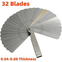 Allsome 32 Blades Metric Feeler Gauge High Precision 0.04-0.88 Thickness Gages Gap Filler Feeler Gauges Woodworking Measuring