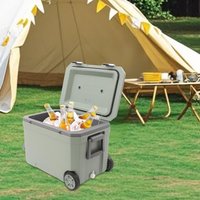 47.5QT Insulated Hard Cooler with Wheels Portable Ice Chest Box, Wheeled Cooler Drybox Cooler with Handle for Camping, Boating